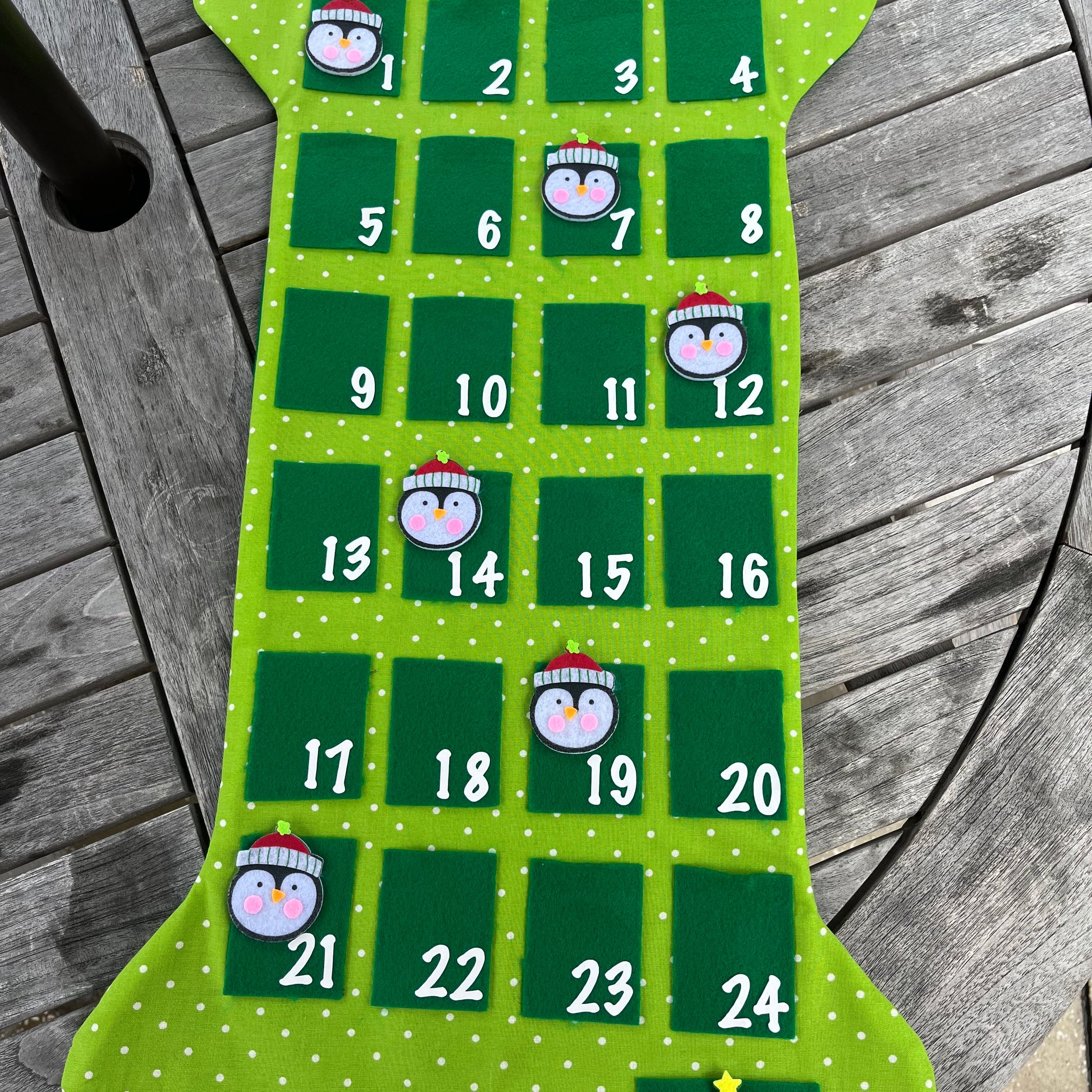 Penguin Green Polka Dot Advent Calendar - 25 days of Christmas