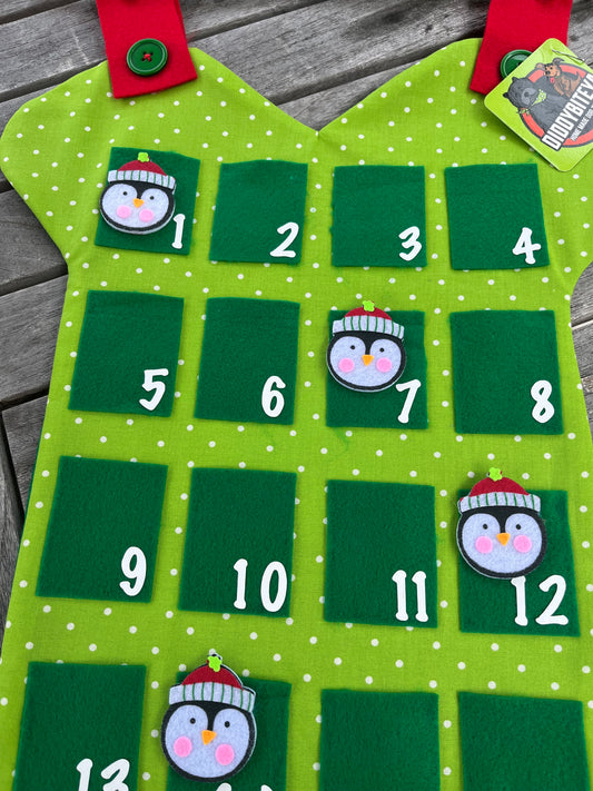 Penguin Green Polka Dot Advent Calendar - 25 days of Christmas