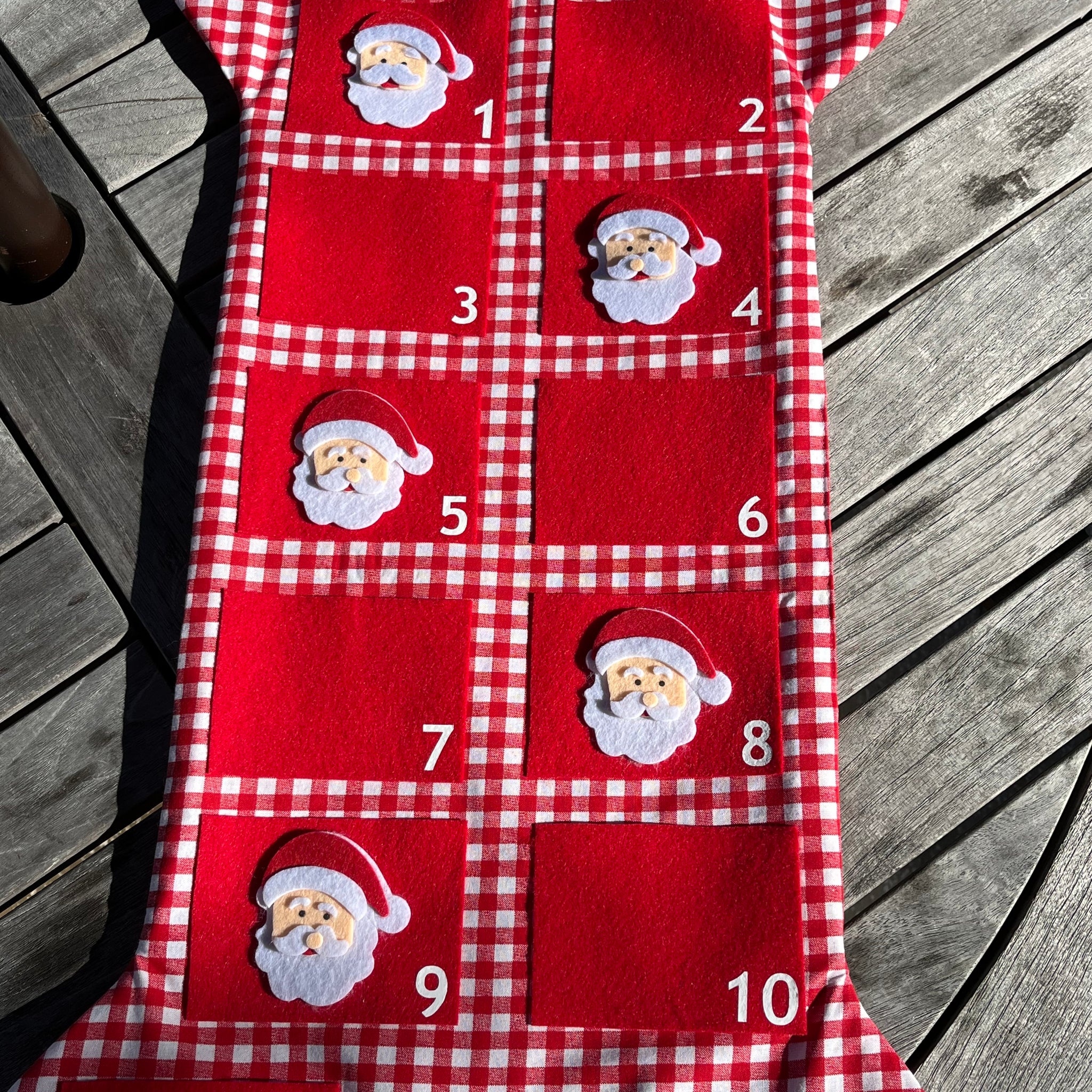 Santa Face Red Gingham Advent Calendar - 12 Days of Christmas