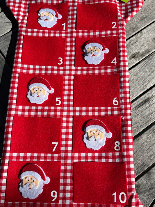 Santa Face Red Gingham Advent Calendar - 12 Days of Christmas SOLD OUT