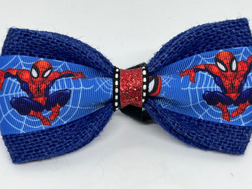 Blue Spiderman Dog Bow Tie